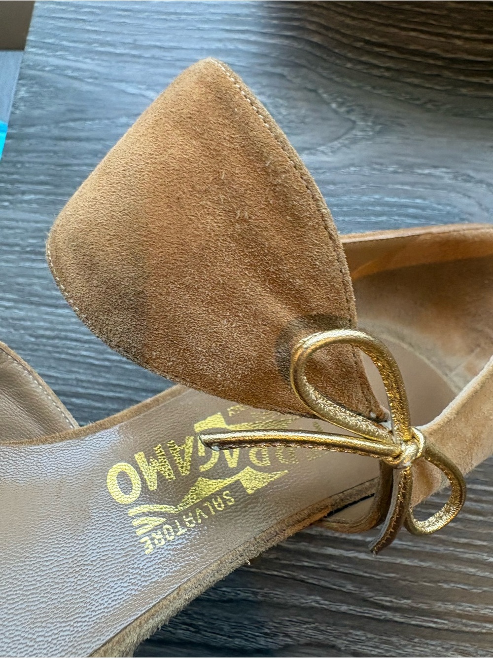 Salvatore Ferragamo Brigida 7cm Camel Suede Bow Ankle Strap Pumps Heels Sz 8.5B - Picture 15 of 15